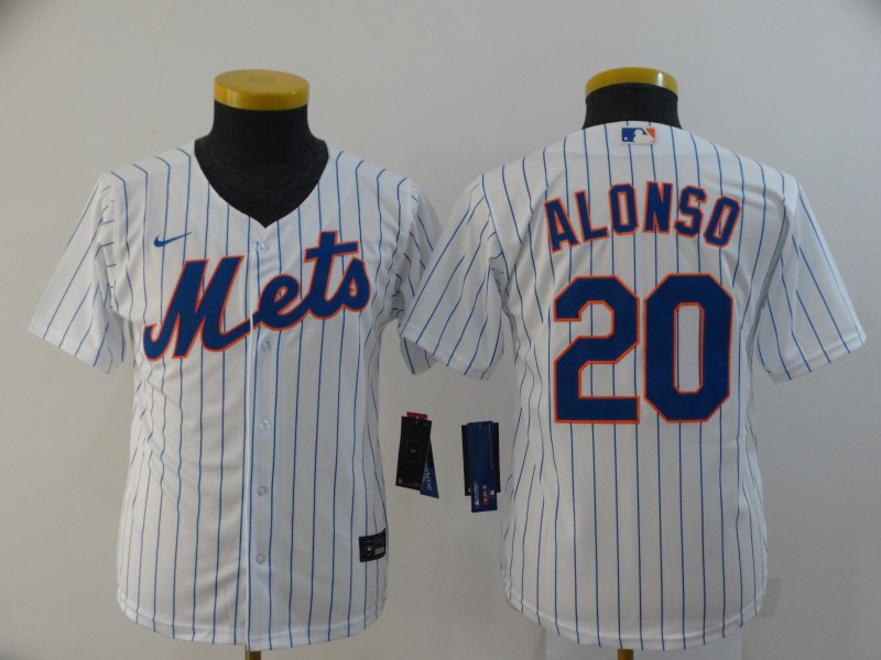Youth New York Mets #20 Pete Alonso White Cool Base Stitched MLB Jersey